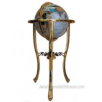 Unique Art 36-Inch by 13-Inch Floor Standing Pearl Ocean Gemstone World Globe with Gold Tripod