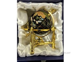 Unique Art 6-Inch by Black Onyx Ocean Mini Table Top Gemstone World Globe with Gold Tripod