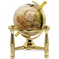 Unique Art 6-Inch Tall Pearl Swirl Ocean Mini Table Top Gemstone World Globe with Gold Tripod