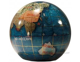 Unique Art Since 1996 80-PW Pearl Gemstone Globe Paper Weight Bahama Blue