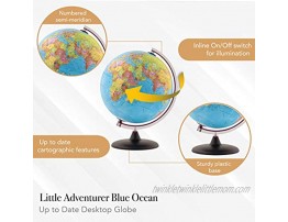 Waypoint Geographic World Globe for Kids 10” Little Adventurer Blue Ocean Globe with Stand Up to Date Cartographic Features Perfect for Desk Classroom and Small Space Décor