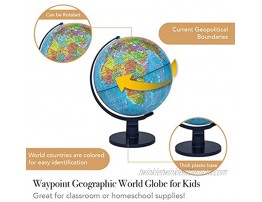 Waypoint Geographic World Globe for Kids Scout 12” Desk Classroom Decorative Globe with Stand More Than 4000 Names Places Current World Globe Blue
