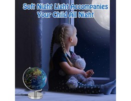 Wizdar Illuminated World Globe for Kids' Learning 3 in 1 Interactive Earth Globes with Stand Educational Globe with Political Map Constellation Globe Toy LED Desk Night Light 8 Inch