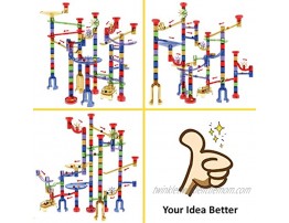 AOBEIZI Marble Run Sets for Kids Activities -180Pcs Marble Run Sets STEM Toys Educational Learning Marble Building Blocks Gift Boy Girl All Ages 30 Glass Marbles + 2 Led Lighted Beads