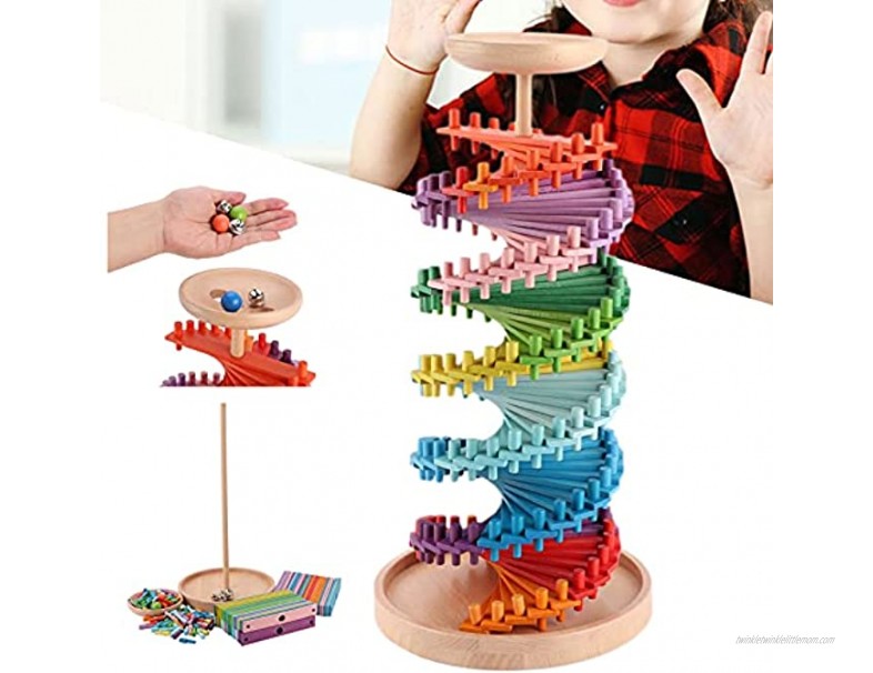 Build Board Game Racing Track Stacking Toy Rainbow Color for Toddler for Improves the Manual AbilityRainbow Marble Race blue