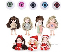 DEARLOYEA 8 Inch 3D Cute Eyes Doll Make Up Doll Gift Jointed Doll Party Fresh Doll Decor Girl Curly Hair Straight Hair Doll Gift