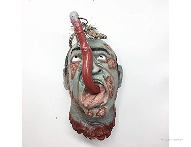 Halloween Decor Props Scary Hanging Severed Bleeding Head Decorations Life-Size Bloody Open Eye Cut Off for Haunted Houses Party Funny Festive Supplies