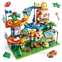 REMOKING Building Blocks Marble Run Educational Compatible Blocks Models with 4 Cars Learning Car Track Contruction Toys Set Great Gifts for Kids 3 Years and up（213Pcs）