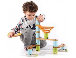 ROCSMAC Quadrilla Wooden Marble Run Construction Playing Together Marble Maze Development Building Toys for Kids with Glass Marbles Set