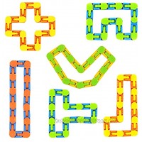 YOUCKNIN Wacky Tracks Fidget Toy Snap and Click Fidget Toy Snake Puzzles,Anxiety Relief Reduction Sensory Toys,Candy Color 6 Packs Set,Rewards for Children Adults,and Party Office Gadgets Toy
