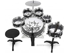 Best Choice Products Kids 11-Piece Starter Drum Set w Bass Tom Snare Cymbal Stool Black