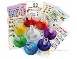 Color Hand Bell Set For Children 8 Note Diatonic Metal Desk Bells 23 Color-coded Song Cards