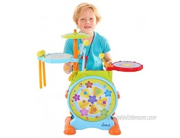 Dimple Electric Big Toy Drum Set for Kids with Movable Working Microphone to Sing and a Chair Tons of Various Functions and Activity Bass Drum and Pedal with Drum Sticks Adjustable Volume