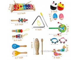 EGFheal Toddler Musical Instruments Set Wooden Percussion Instruments for Kids Preschool Educational with Xylophone Rattles and Storage Bag 11 Types