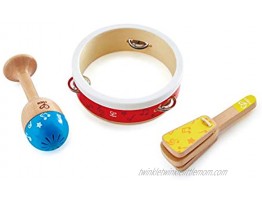 Hape Junior Percussion Set | 3 Piece Wooden Percussion Instrument Set for Toddlers E0615