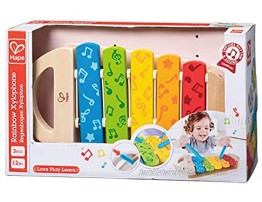 Hape Rainbow Xylophone| Wooden Rainbow-Colored Xylophone with Non-Slip Sticks & Musical Note Motif Musical Toy for Kids 12Months & Up Multicolor E0606