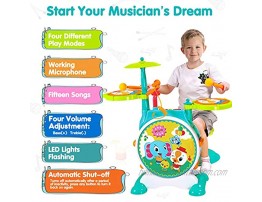 Kids Drum Set Musical Instruments Toys Electric Toy Drum Set for Kids Educational Musical Toys Working Microphone Chair Adjustable Sound Electronic Drum Set Birthday Gifts for Boys Girls Children Kids