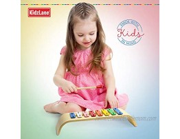 Kidzlane My First Xylophone for Kids | 8 Song Learning Cards Rubber Tip Mallet Wooden Base Ages 18M+
