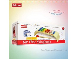 Kidzlane My First Xylophone for Kids | 8 Song Learning Cards Rubber Tip Mallet Wooden Base Ages 18M+