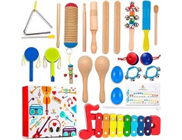 Learning Toy Boxes Toddler Musical Instruments for Kids Band 32 PCS Musical Toys with Gift Box Wooden Maracas Xylophone Set for Children Encourage Music Sense for Kids Preschool Educational Learning
