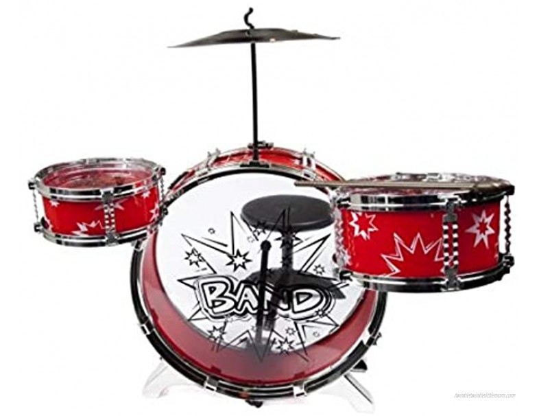 MeeYum Kids Rock n Roll Little Boys Band Drum Set with Stool red