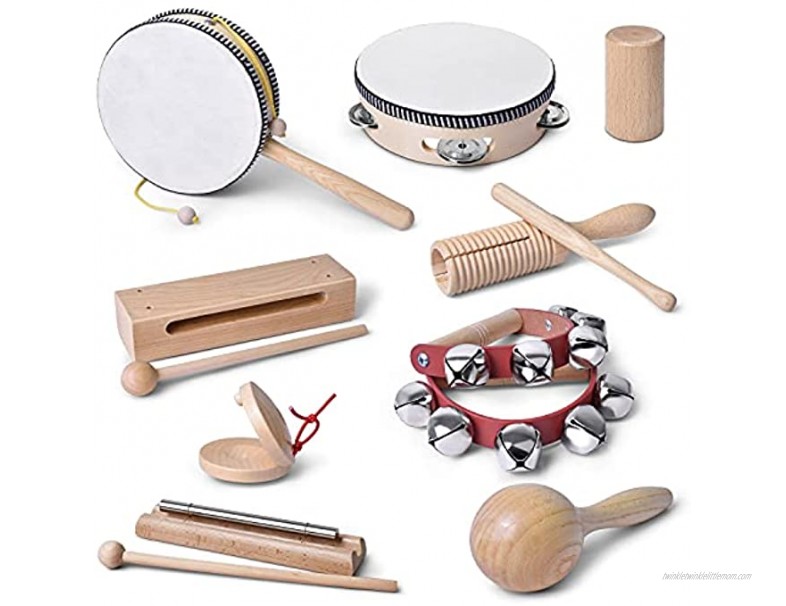 mixi Musical Instruments Toys for Toddlers Wooden Percussion Instruments for Toddlers 1-3 with Storage Bag Eco Friendly Drum Set for Kids and Toddlers