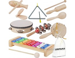 Musical Toys Set for Boys and Girls Age 1-3 Natural Wooden musical instruments for toddlers 1-3 kids percussion instrument and Preschool Educational toy drum set for toddler and kids with Storage Bag