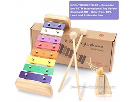 MUSICUBE Kids Xylophone Wooden Xylophone with Harmonica Kids Toy Gift Child-Safe Wooden Mallets Perfectly Tuned Instrument for Toddlers with Musical Cards and Harmonica