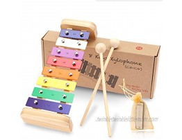 MUSICUBE Kids Xylophone Wooden Xylophone with Harmonica Kids Toy Gift Child-Safe Wooden Mallets Perfectly Tuned Instrument for Toddlers with Musical Cards and Harmonica