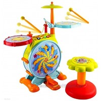 Play Baby Musical Big Toy Kids Drum Set with Adjustable Mic and Seat Many Functions and Activities for Hours of Play Pretend to Be A Real Drummer with Drumsticks Pedals and Bass Drum