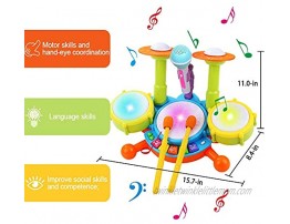 POKONBOY Kids Drum Set Toddler Toys with Adjustable Microphone Musical Instruments Playset Fit for 2-12 Year Olds Boys and Girls