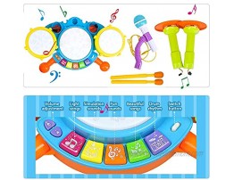 POKONBOY Kids Drum Set Toddler Toys with Adjustable Microphone Musical Instruments Playset Fit for 2-12 Year Olds Boys and Girls