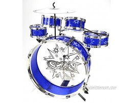 PowerTRC Musical Drum Set | Toy Drum For Kids | Set Includes 6 Drums Cymbal Chair Kick Pedal Drumsticks Blue