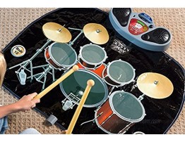 Rock 'N' Roll Electronic Drum Mat Portable Electronic Drum Pad Creative Electronic Drum Kit Set Floor Fun Play Mat Amazing Gifts for Boys & Girls With Drumsticks Headphone and Micr