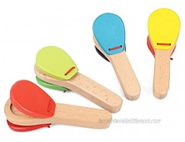 ROSENICE Wooden Castanet Clapper Educational Musical Percussion Random Color