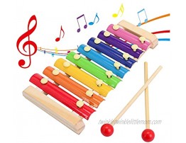 SGVV90 Wooden Xylophone Children's Musical Instruments Toy Wooden 8 Keys Hand Knock with Mallets Preschool Educational Toys Great Gift for Kids Girls and Boys Toddlers Ages 3+