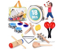 Toddler Educational & Musical Percussion for Kids & Children Instruments Set 21 Pcs – With Tambourine Maracas Castanets & More – Promote Fine Motor Skills Enhance Hand To Eye Coordination,