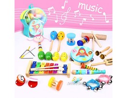 Toddler Music Instruments Set 30 Pcs Ohuhu Wooden Percussion Instruments Toys Tambourine Xylophone for Kids Preschool Education Early Learning Musical Toys for Boys and Girls with Storage Bag