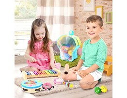 Toddler Music Instruments Set 30 Pcs Ohuhu Wooden Percussion Instruments Toys Tambourine Xylophone for Kids Preschool Education Early Learning Musical Toys for Boys and Girls with Storage Bag