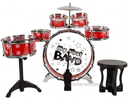Toy Drum Set for Kids 7 Piece Set with Bass Drum with Foot Pedal Tom Drums Cymbal Stool and Drumsticks for Toddlers Boys and Girls by Hey! Play!