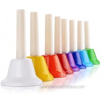 Vangoa Hand Bells 8 Note Handbells Set Colorful Diatonic Metal Bells Musical Toy Percussion for Kids Toddlers Children Musical Teaching Church Chorus Wedding Family Party