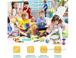 WOOD CITY Toddler Musical Instruments Sets Wooden Percussion Instruments Toy for Kids Preschool Educational Wood Toys with Storage Bag for Kid Baby Babies Children Boys and Girls