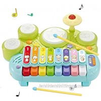 3 in 1 Musical Instruments Toys Rabing Electronic Piano Keyboard Xylophone Game Drum Set with Light Learning Developmental Toys for Baby & Toddler 1-4 Years Old
