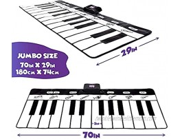 Abco Tech Giant Piano Mat Jumbo Floor Keyboard with Play Record Playback and Demo Modes New Look 8 Different Musical Instruments Sound Options 70in Play Mat 24 Keys Standard
