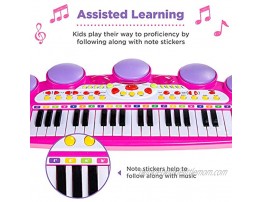 Best Choice Products 37-Key Kids Electronic Musical Instrument Piano Learning Toy Keyboard w Multiple Sounds Lights Microphone Stool Pink