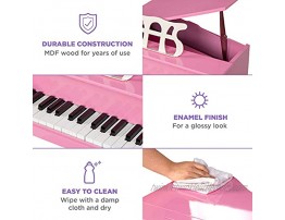 Best Choice Products Kids Classic Wooden 30-Key Mini Grand Piano Musical Instrument Toy w Piano Lid Bench Foldable Music Rack Song Book Note Stickers Enamel Finish Pink