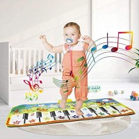 billyu Electronic Piano Blanket Educational Music Dance Fitness Floor Game Mat 19 Keys Keyboard Playmat for Kids