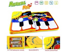 Cyiecw Piano Music Mat Keyboard Play Mat Music Dance Mat with 19 Keys Piano Mat 8 Selectable Musical Instruments Build-in Speaker & Recording Function for Kids Girls Boys 43.3'' x14.2''