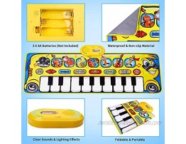 Fivegoes Kids Musical Piano Mat 39 X 14 Floor Piano Mat Piano Keyboard Play Mat Electronic Touch Music Dance Playmat with 8 Instrument Sounds Educational Dev Creativity Toys Gifts for Girls Boys