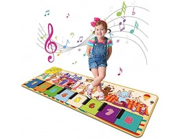 Fivegoes Piano Mat for Kids 43 X 14 Electronic Touch Musical Play Mat with 8 Cartoon Animal Sounds Colorful Dance Music Mat Floor Keyboard Educational Learning Toys Gift for Boys and Girls
